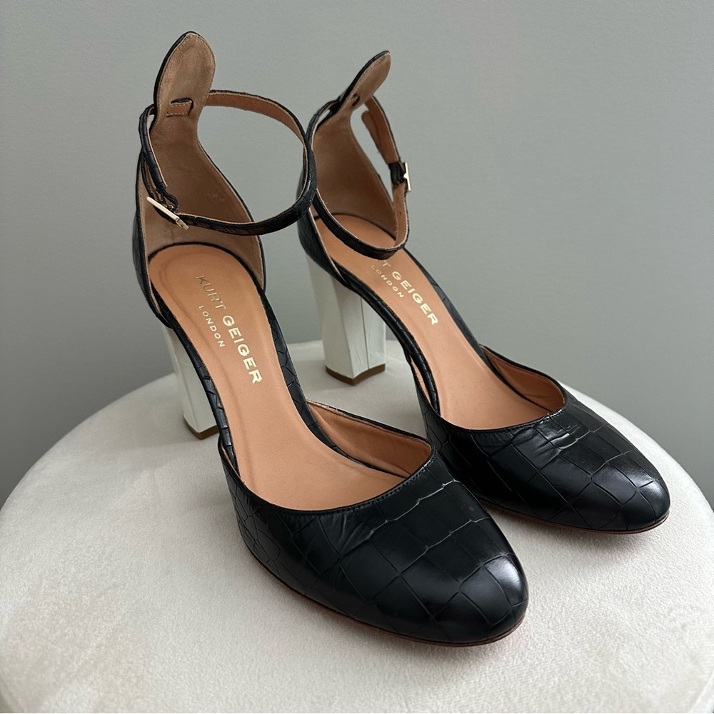 Kurt Geiger Black Croc-Patterned Heels
